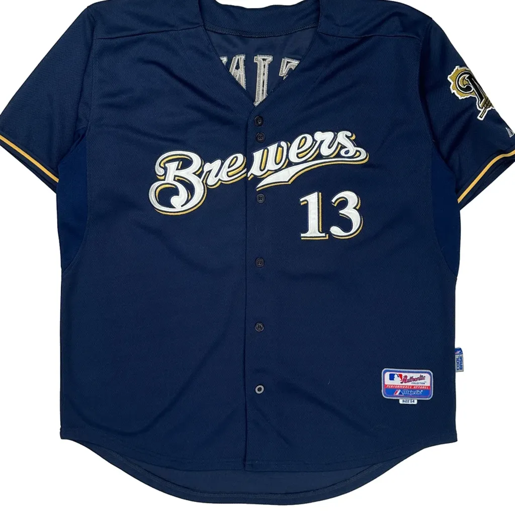 Milwaukee Brewers Majestic Mlb Jersey - 2XL Blue Polyester - Image 5