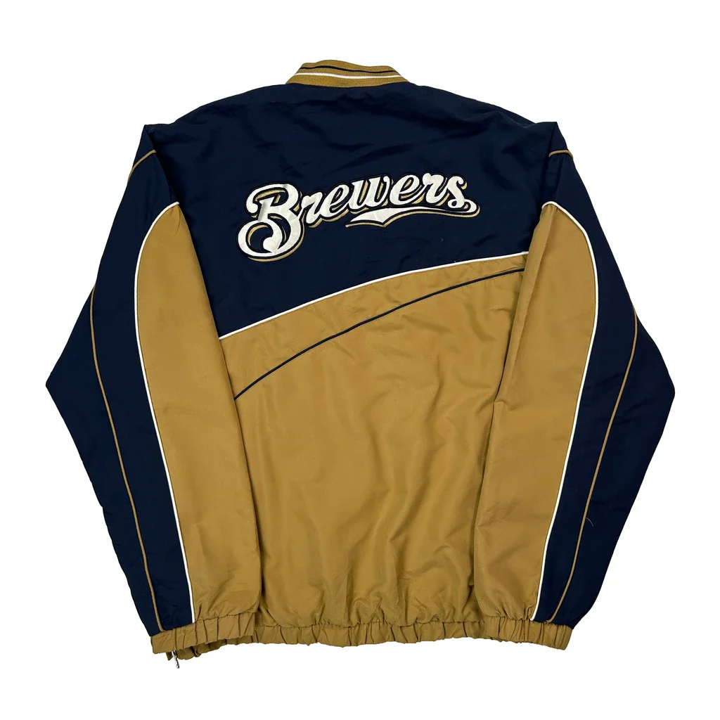Milwaukee Brewers Mlb Windbreaker - Large Gold Polyester - Image 2