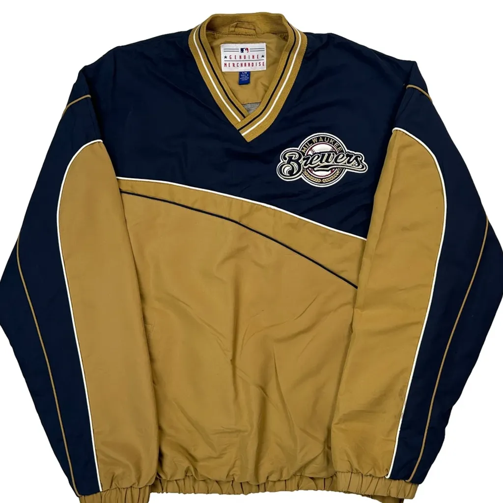 Milwaukee Brewers Mlb Windbreaker - Large Gold Polyester - Image 4
