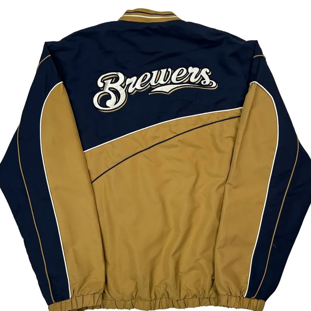 Milwaukee Brewers Mlb Windbreaker - Large Gold Polyester - Image 7