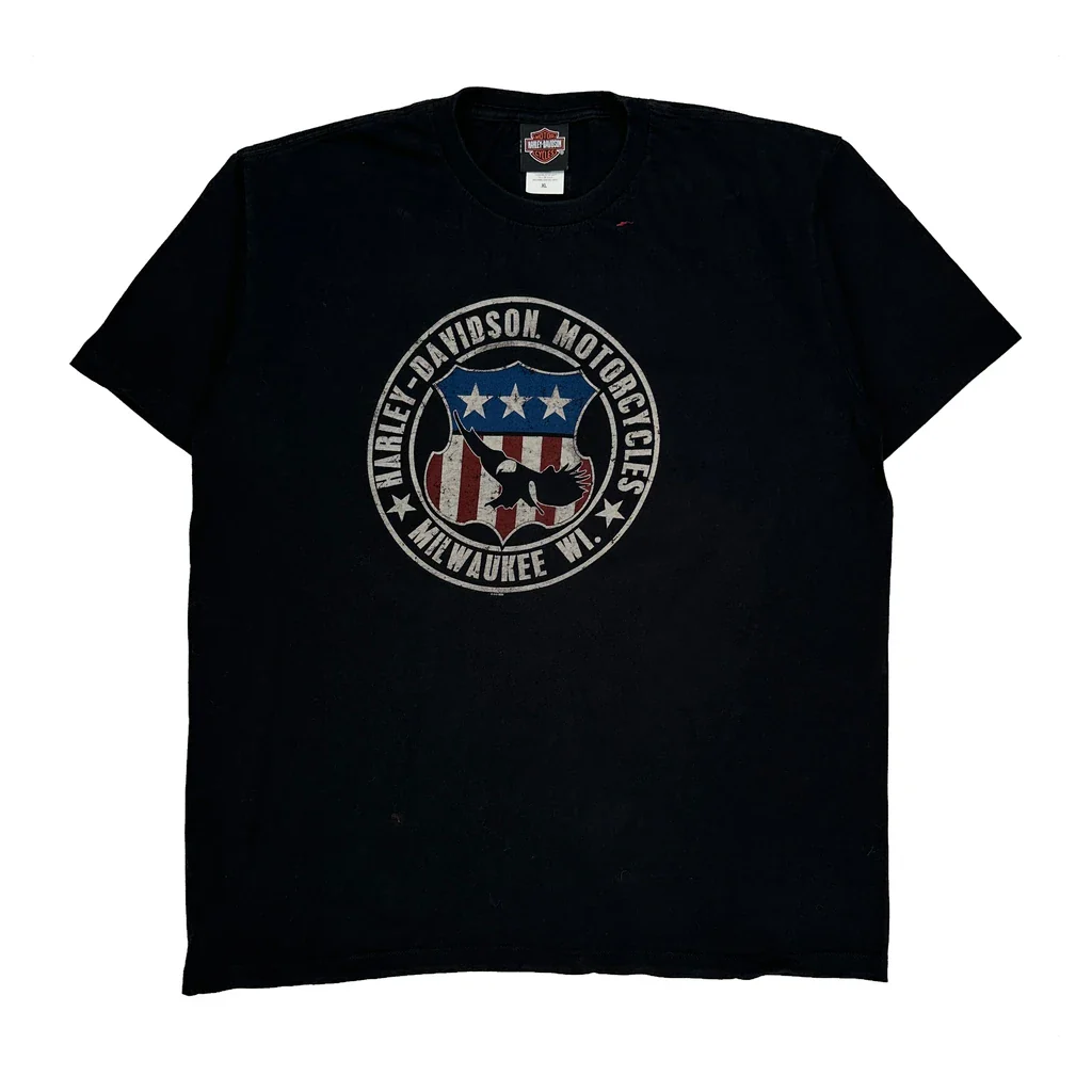 Milwaukee Wi Harley Davidson Graphic T-Shirt - XL Black Cotton