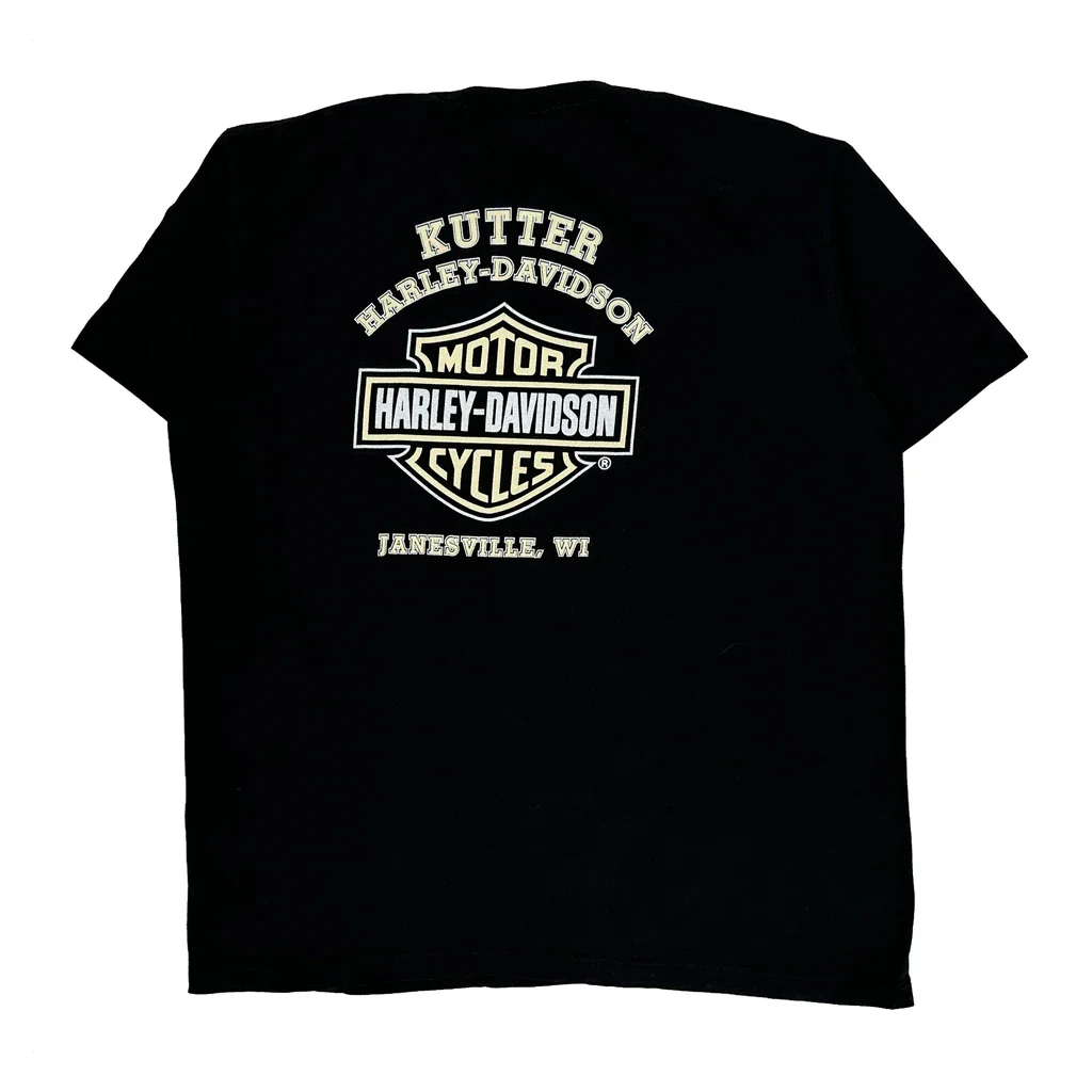 Milwaukee Wi Harley Davidson Graphic T-Shirt - XL Black Cotton - Image 2