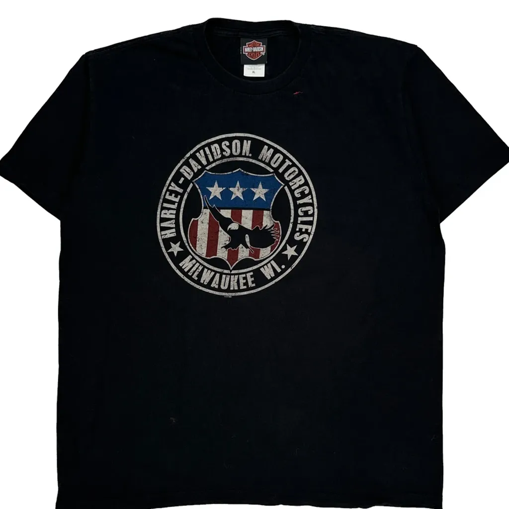 Milwaukee Wi Harley Davidson Graphic T-Shirt - XL Black Cotton - Image 5