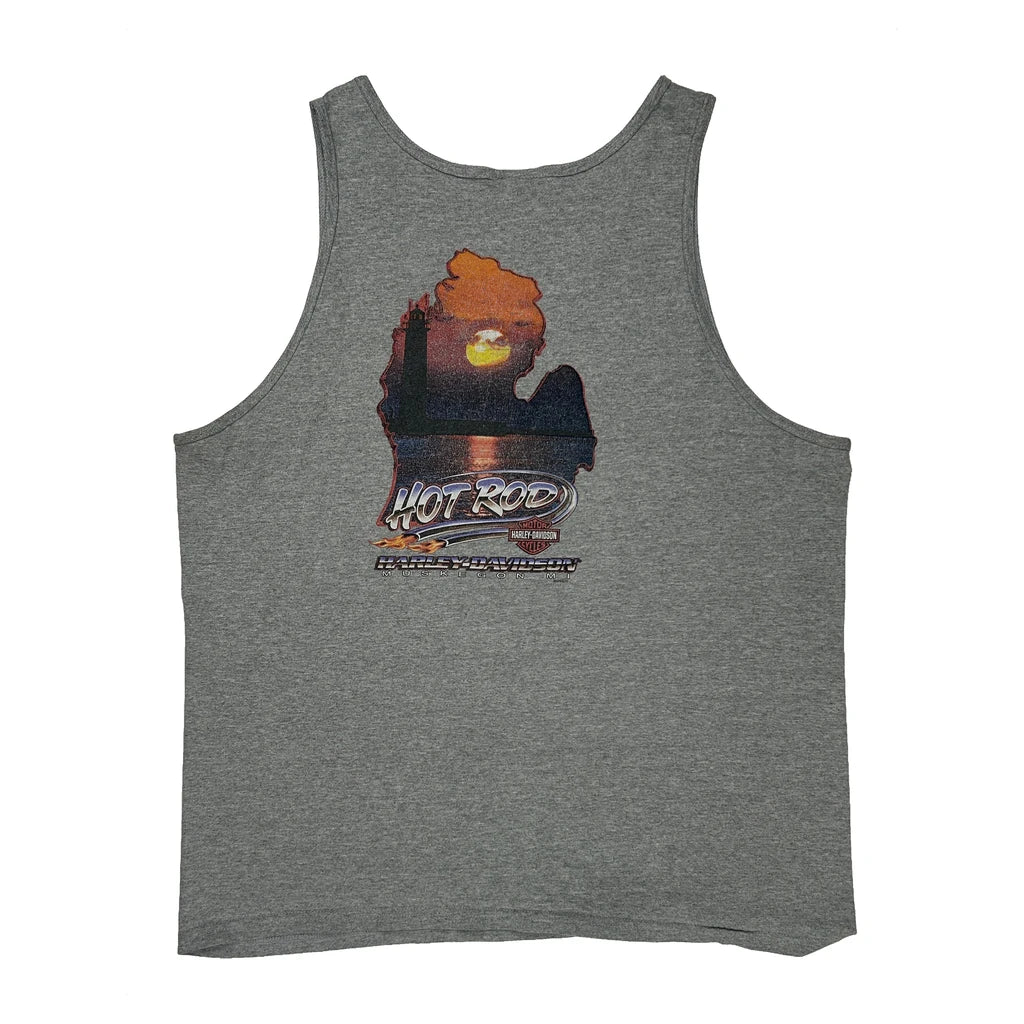 Milwaukee, Wi Harley Davidson Graphic Tank Top - Large Gray Cotton - Image 2