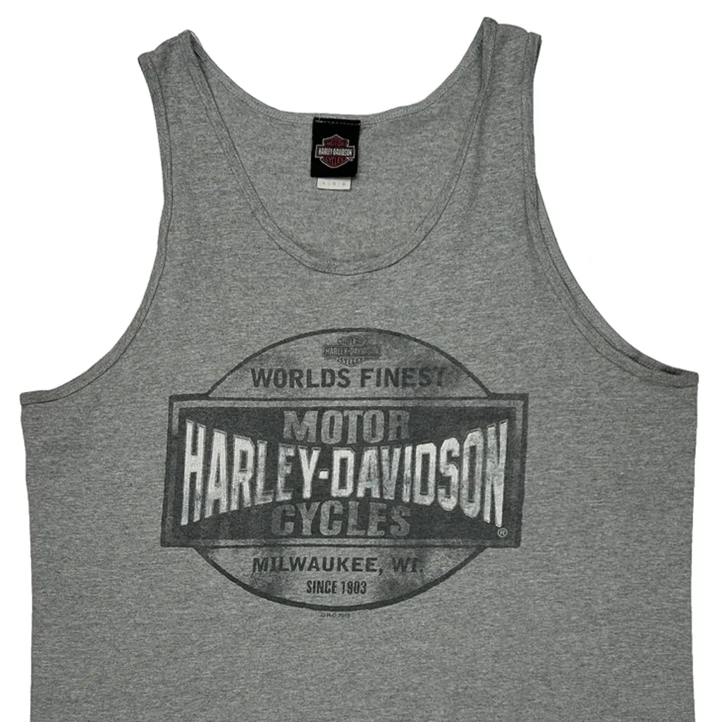 Milwaukee, Wi Harley Davidson Graphic Tank Top - Large Gray Cotton - Image 5