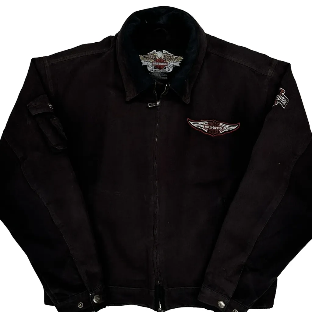Milwaukee Wisconsin Harley Davidson Graphic Jacket - Large Black Cotton - Image 4
