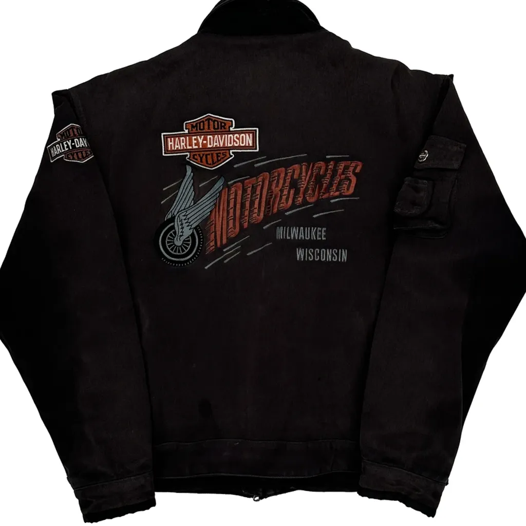Milwaukee Wisconsin Harley Davidson Graphic Jacket - Large Black Cotton - Image 6