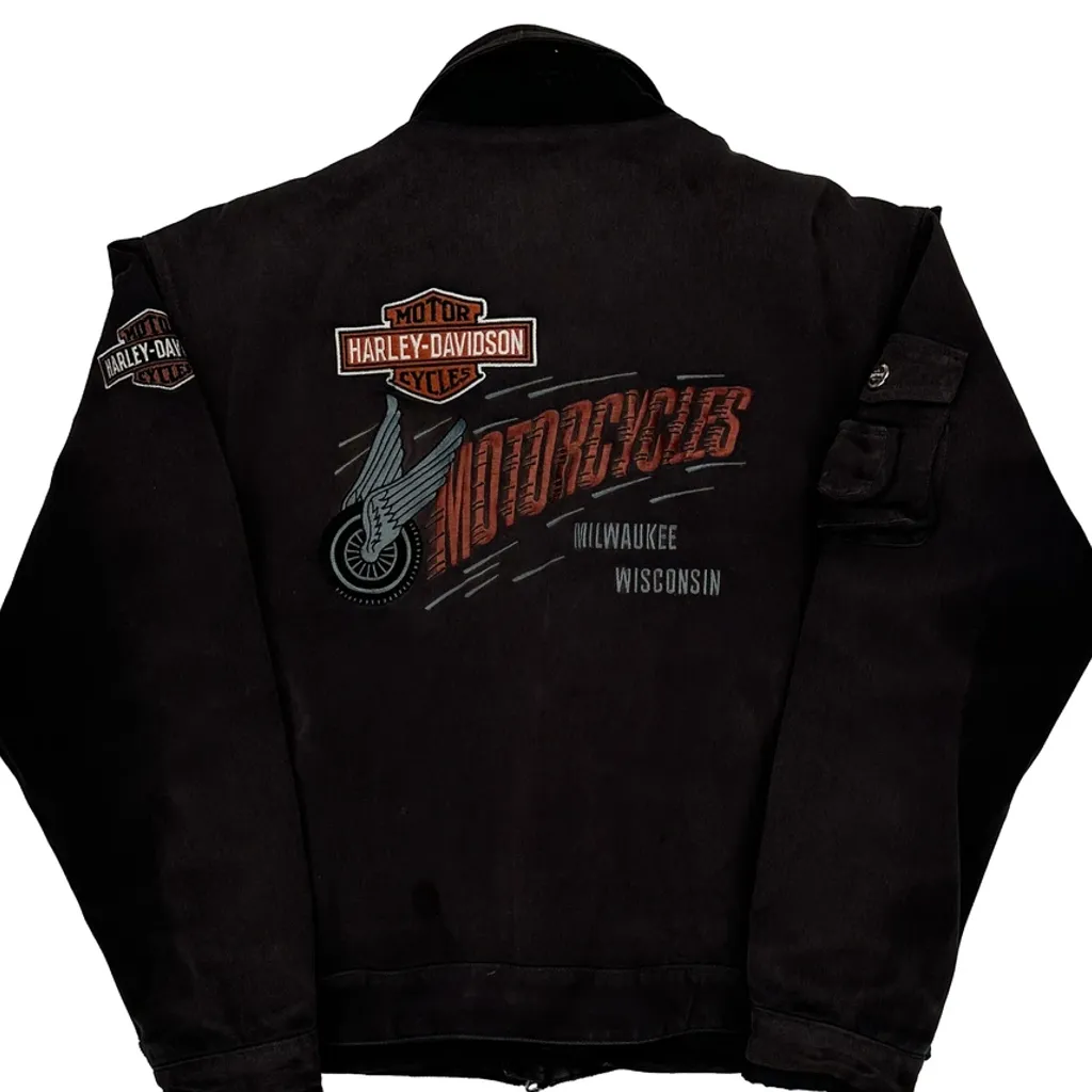 Milwaukee Wisconsin Harley Davidson Graphic Jacket - Large Black Cotton - Image 7