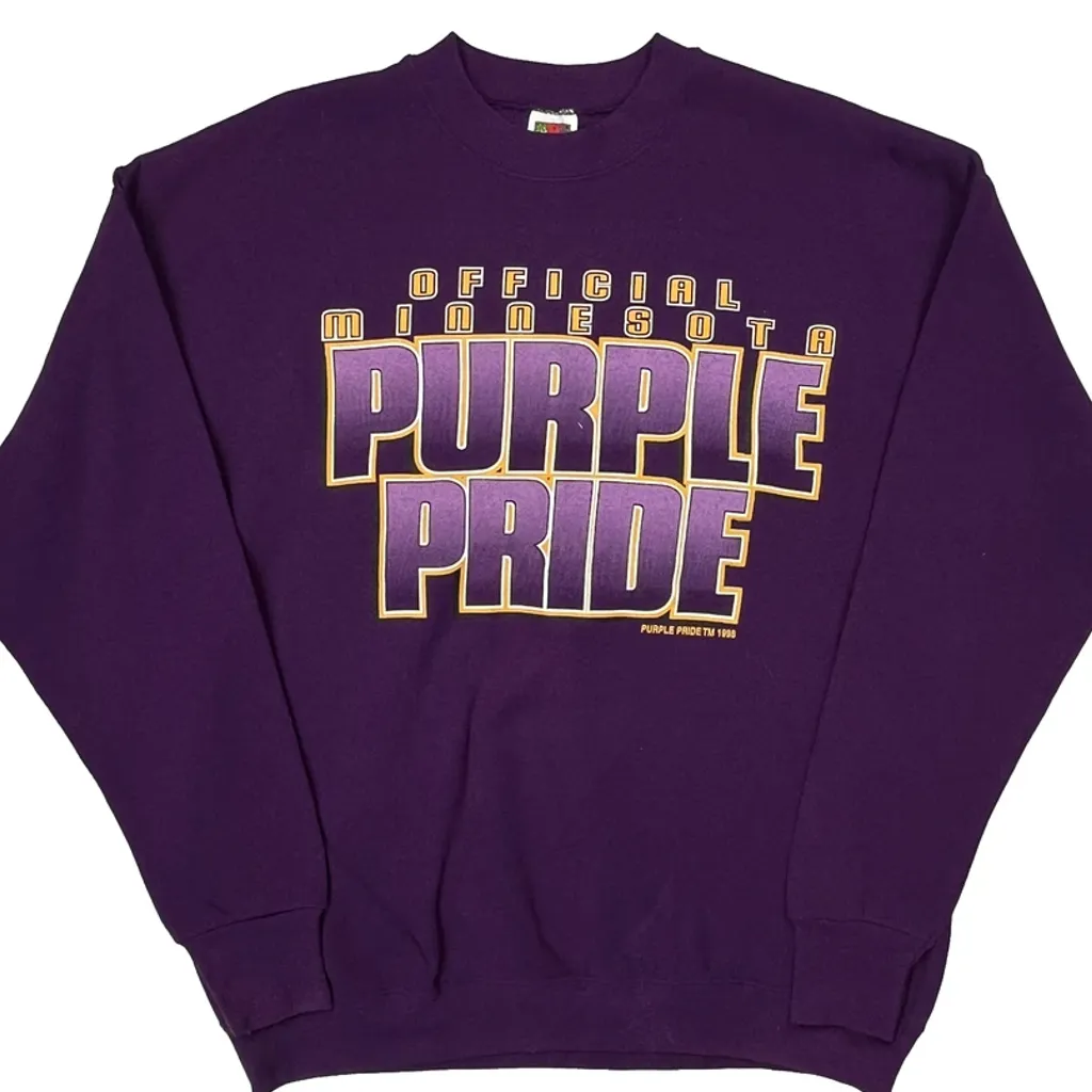 Minnesota Fruit Of The Loom Sweatshirt - XL Purple Cotton Blend - Image 4