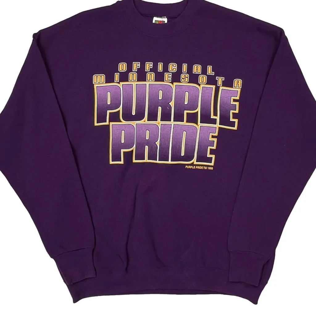 Minnesota Fruit Of The Loom Sweatshirt - XL Purple Cotton Blend - Image 5