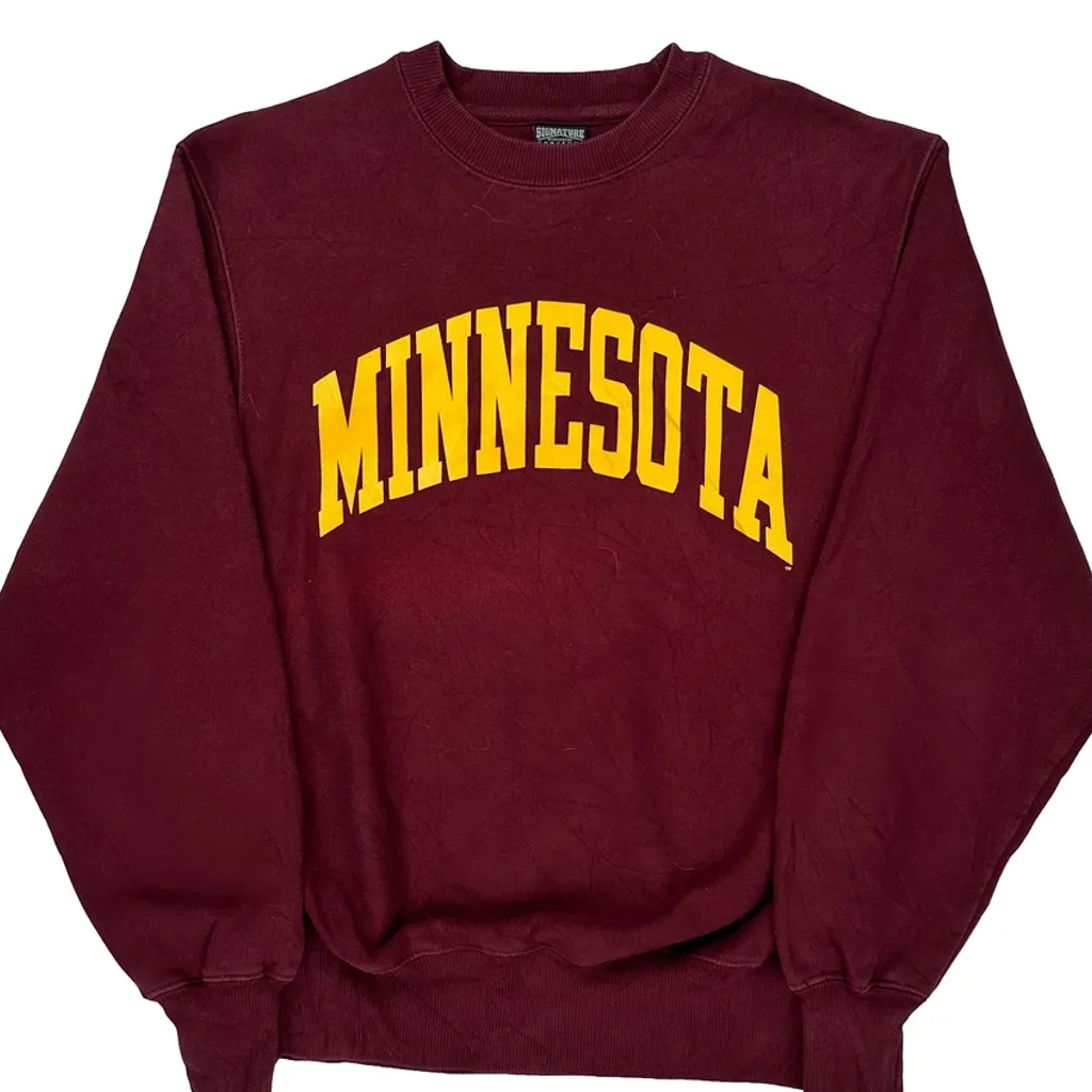Minnesota Signature College Sweatshirt - Small Burgundy Cotton - Image 5