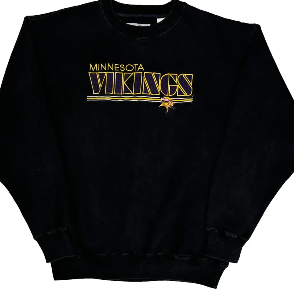 Minnesota Vikings Majestic Football Sweatshirt - Large Black Cotton - Image 4