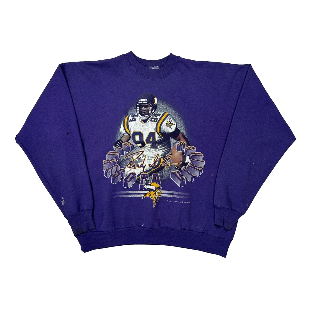Minnesota Vikings Nfl Graphic Sweatshirt - Large Purple Cotton