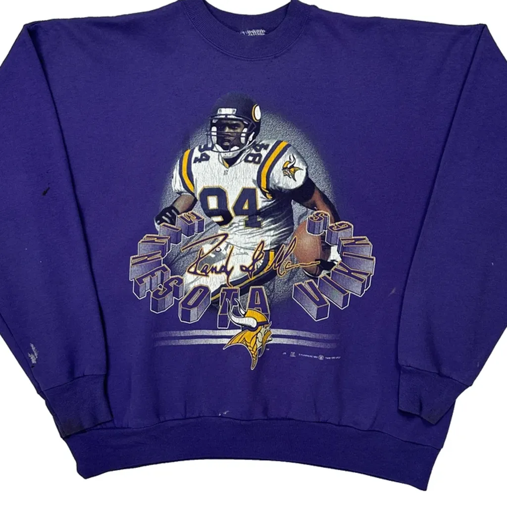 Minnesota Vikings Nfl Graphic Sweatshirt - Large Purple Cotton - Image 4