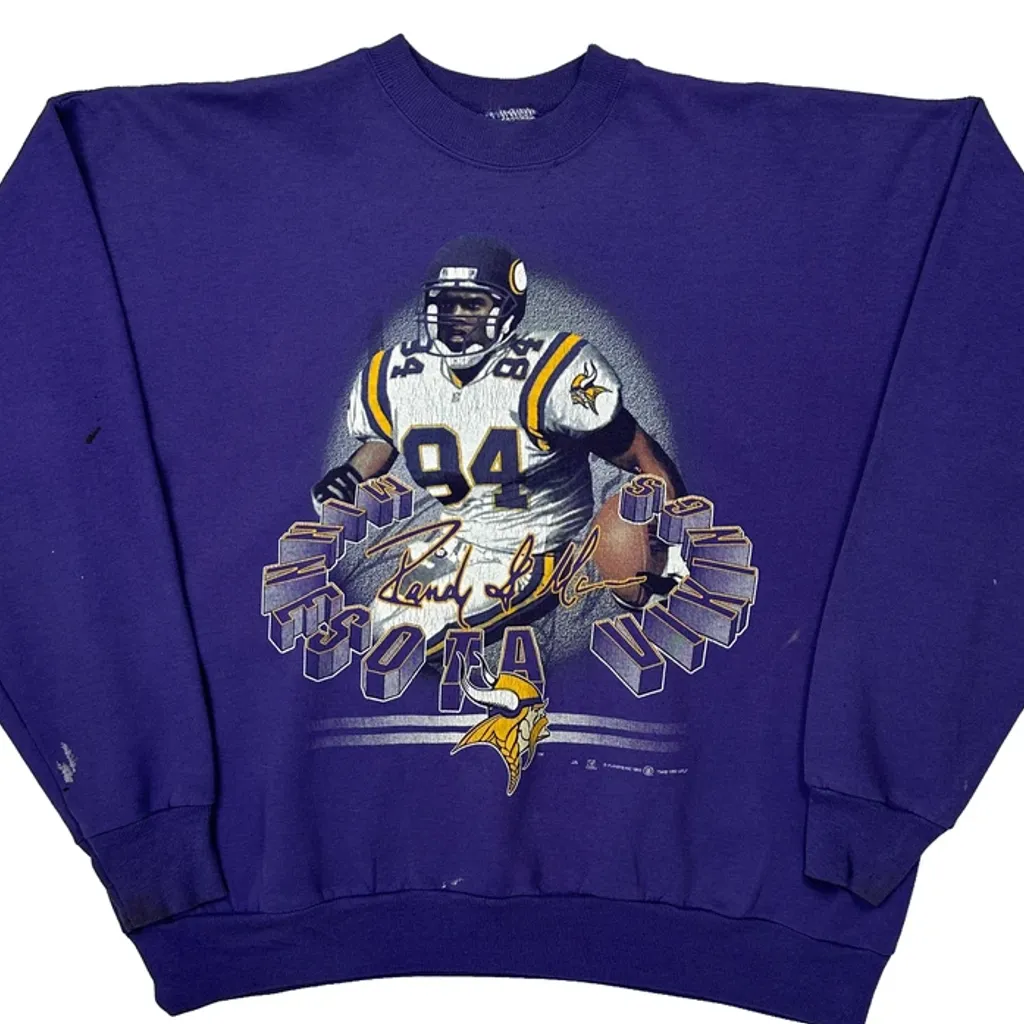 Minnesota Vikings Nfl Graphic Sweatshirt - Large Purple Cotton - Image 5