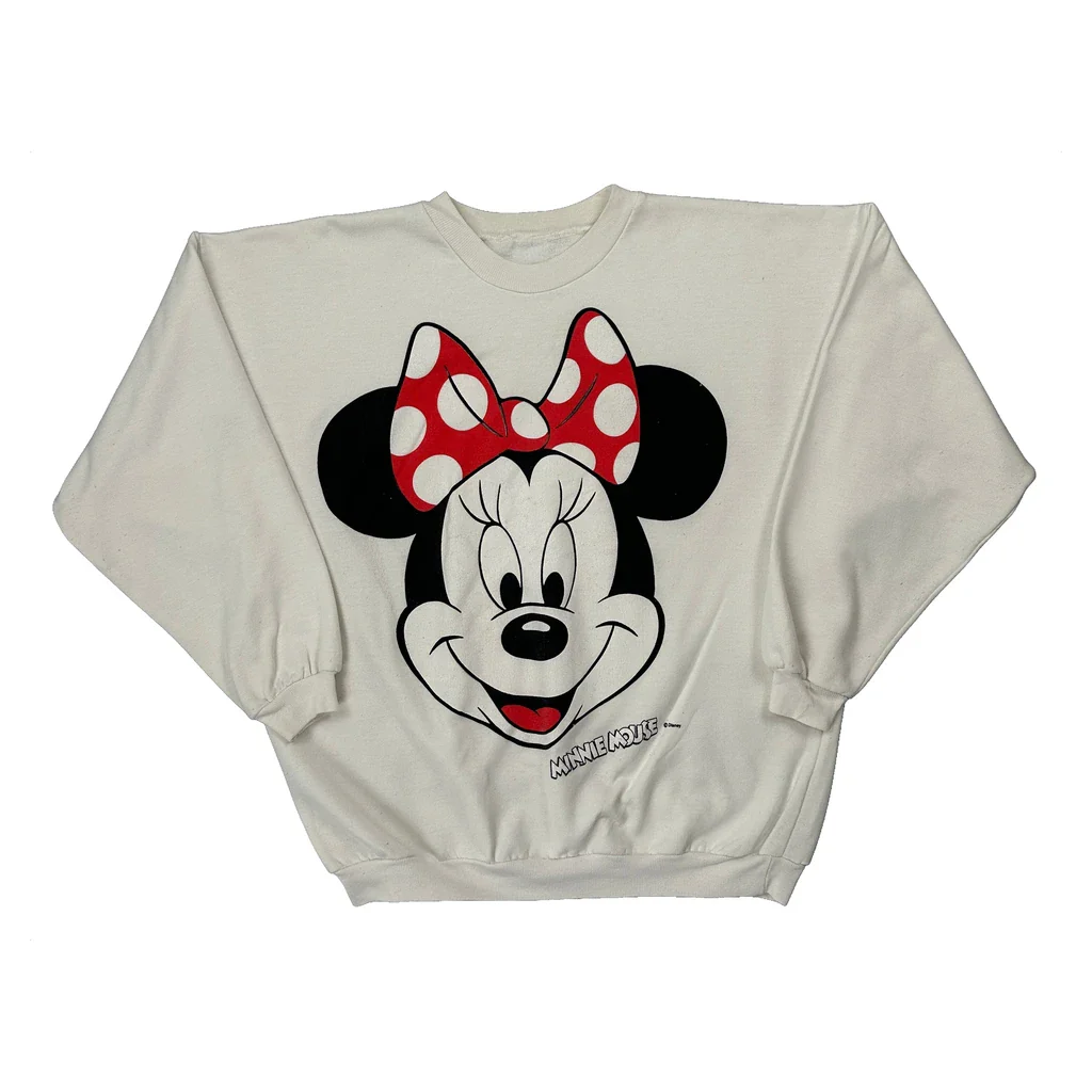 Minnie Mouse Disney Cartoon Sweatshirt - Large White Cotton