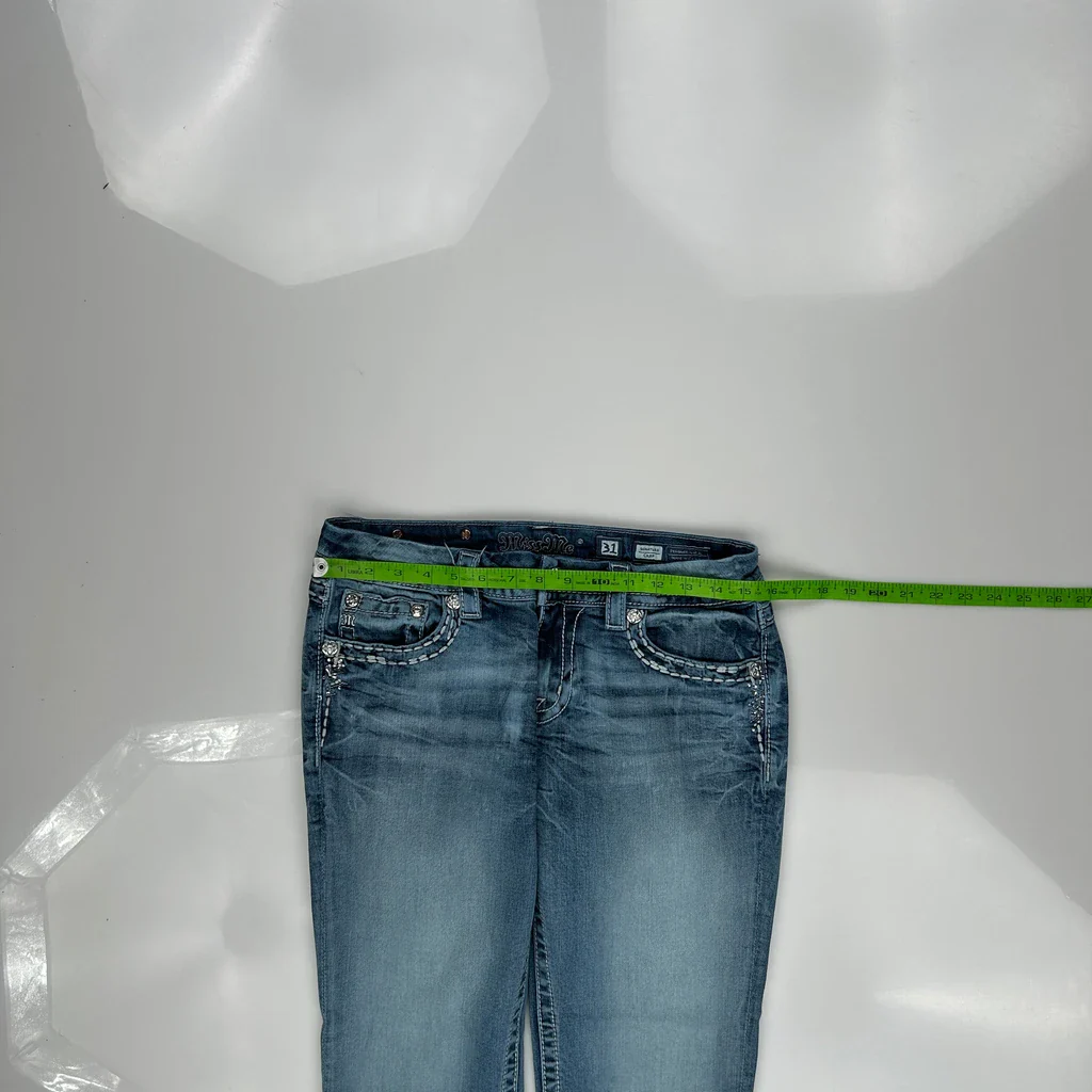 Miss Me Studded Jeans - 31W UK 10 Blue Cotton - Image 3
