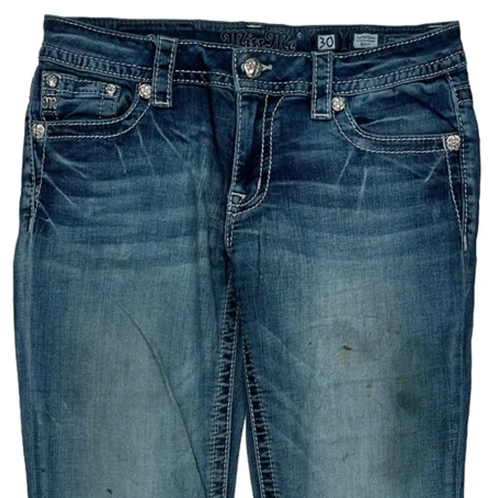 Miss Me Boot Cut Jeans - 31W UK 10 Blue Cotton - Image 9