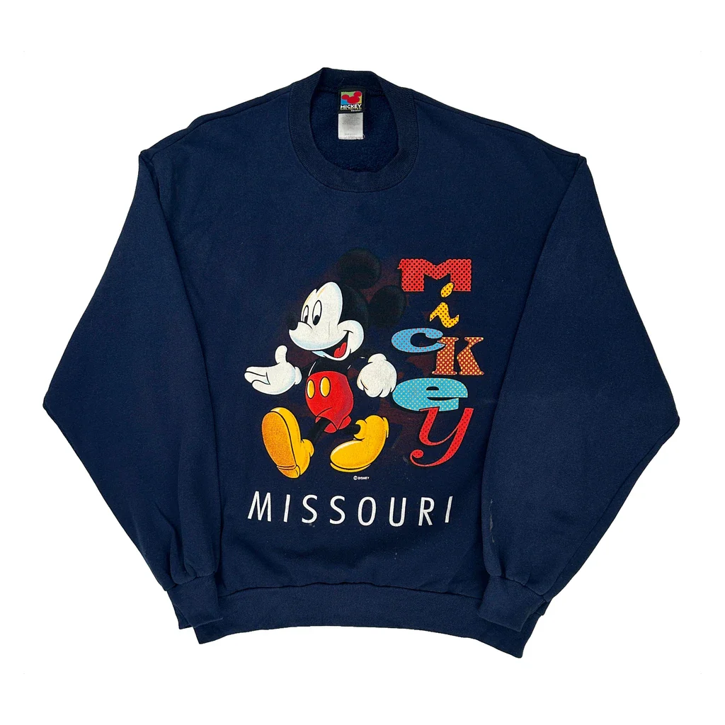 Missouri Mickey Unlimited Graphic Sweatshirt - Medium Navy Cotton