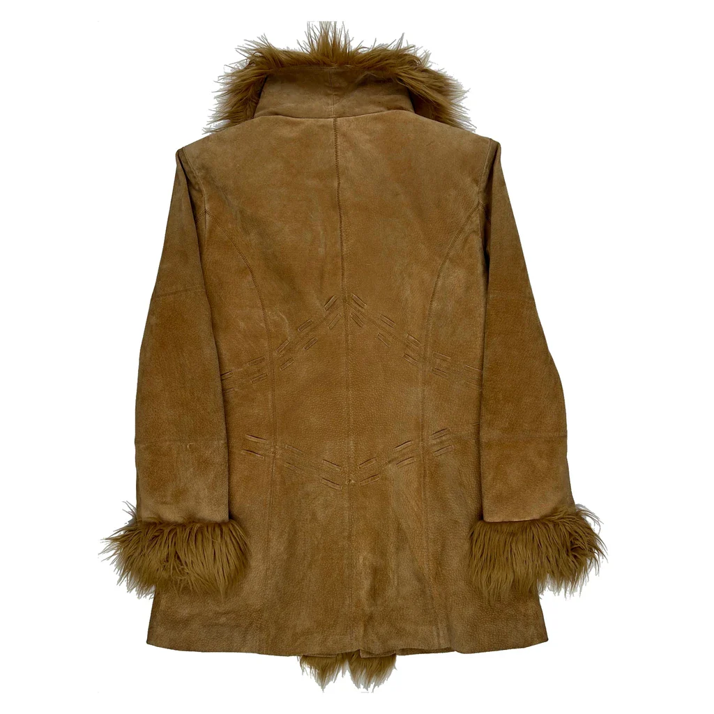 Mixit Fur Afghan Suede Jacket - Large Brown Leather - Image 2