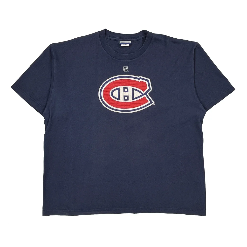 Montreal Canadiens Reebok T-Shirt - 2XL Navy Cotton