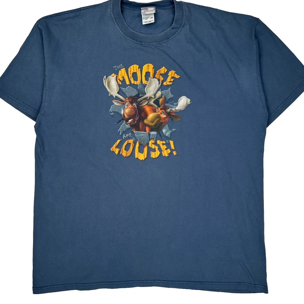 Moose Loose Disney Cartoon T-Shirt - 2XL Blue Cotton - Image 5