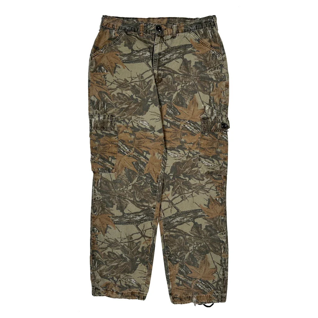 Mossy Oak Camo Cargo Trousers - 30W 29L Camo Cotton - Image 2