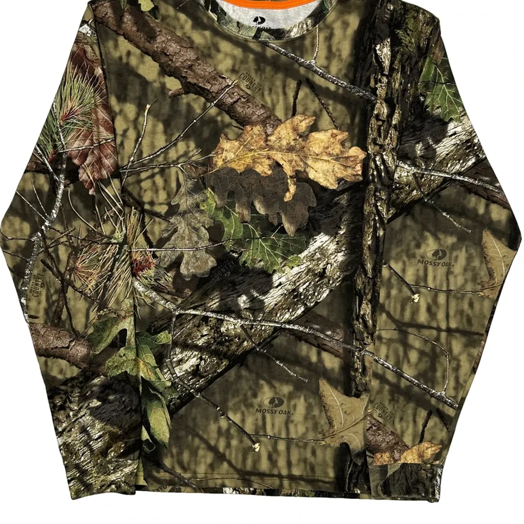 Mossy Oak Camo Long Sleeve T-Shirt - Medium Camo Cotton Blend - Image 4