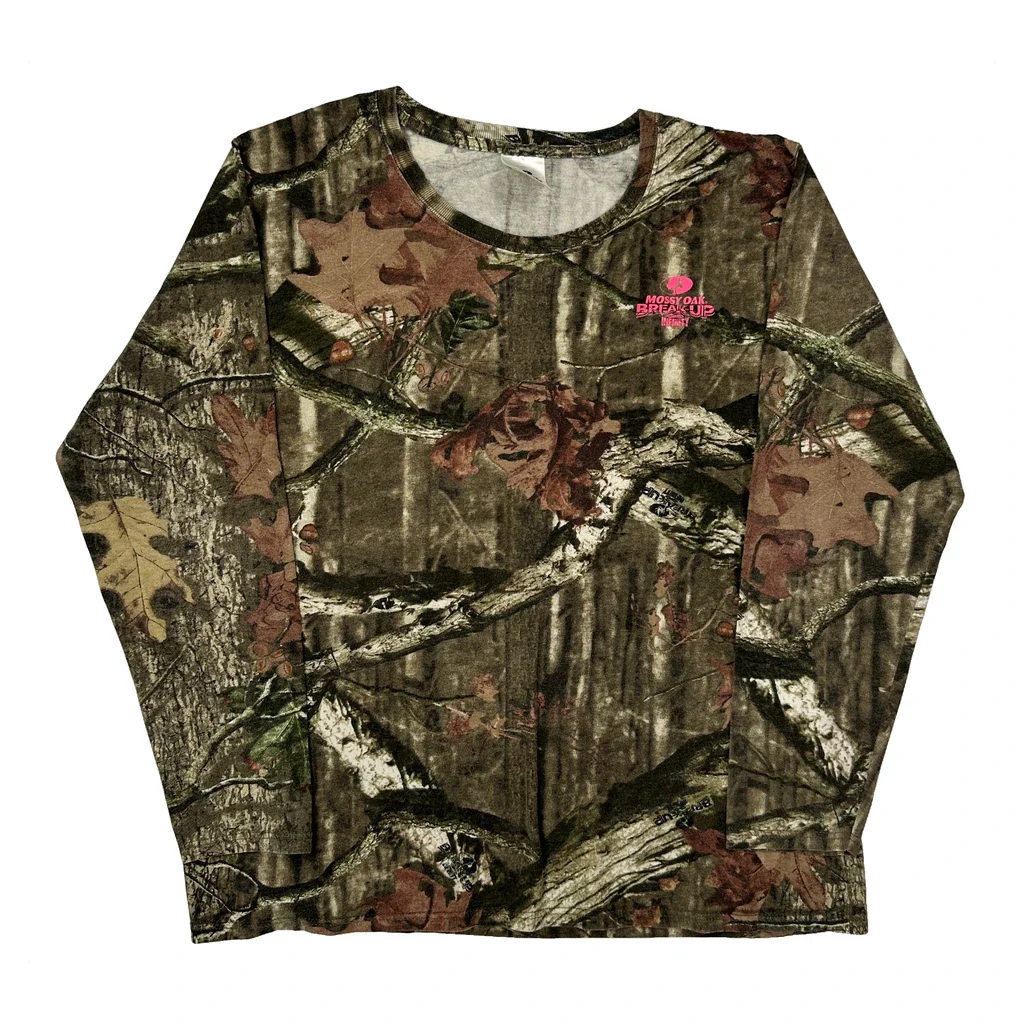Mossy Oak Camo Long Sleeve T-Shirt - XL Camo Cotton