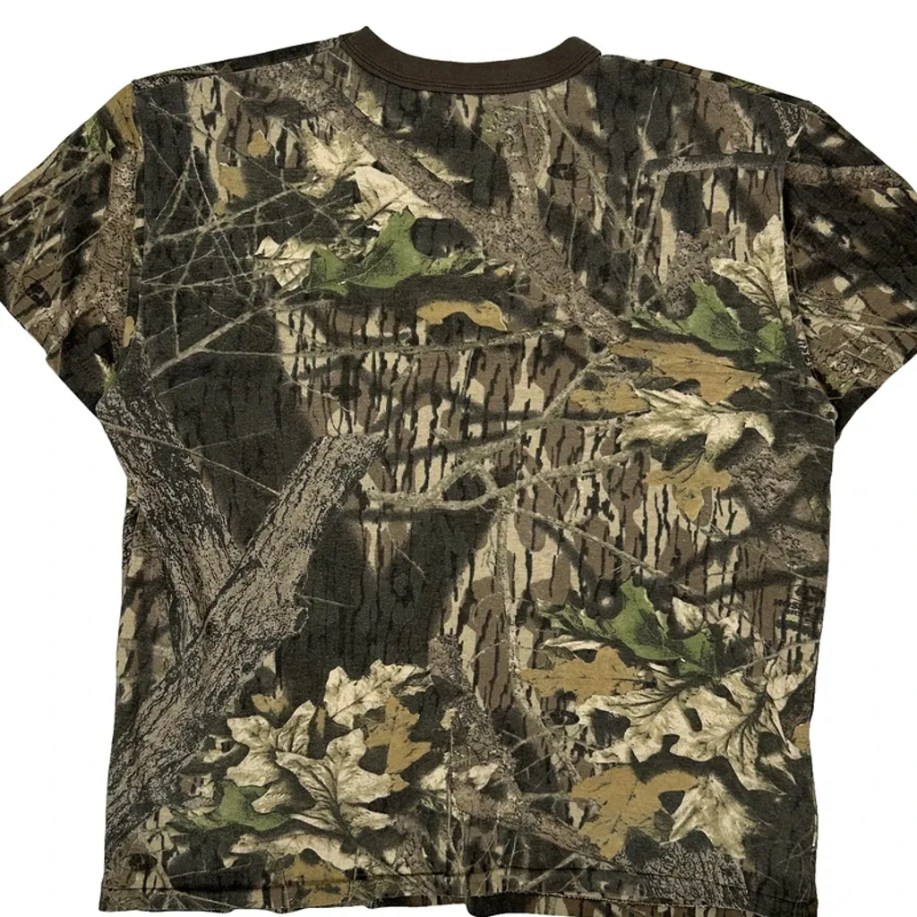Mossy Oak Camo Ringer T-Shirt - Large Green Cotton - Image 7