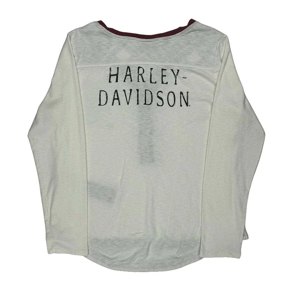 Motorclothes Harley Davidson Long Sleeve T-Shirt - Large White Cotton - Image 2