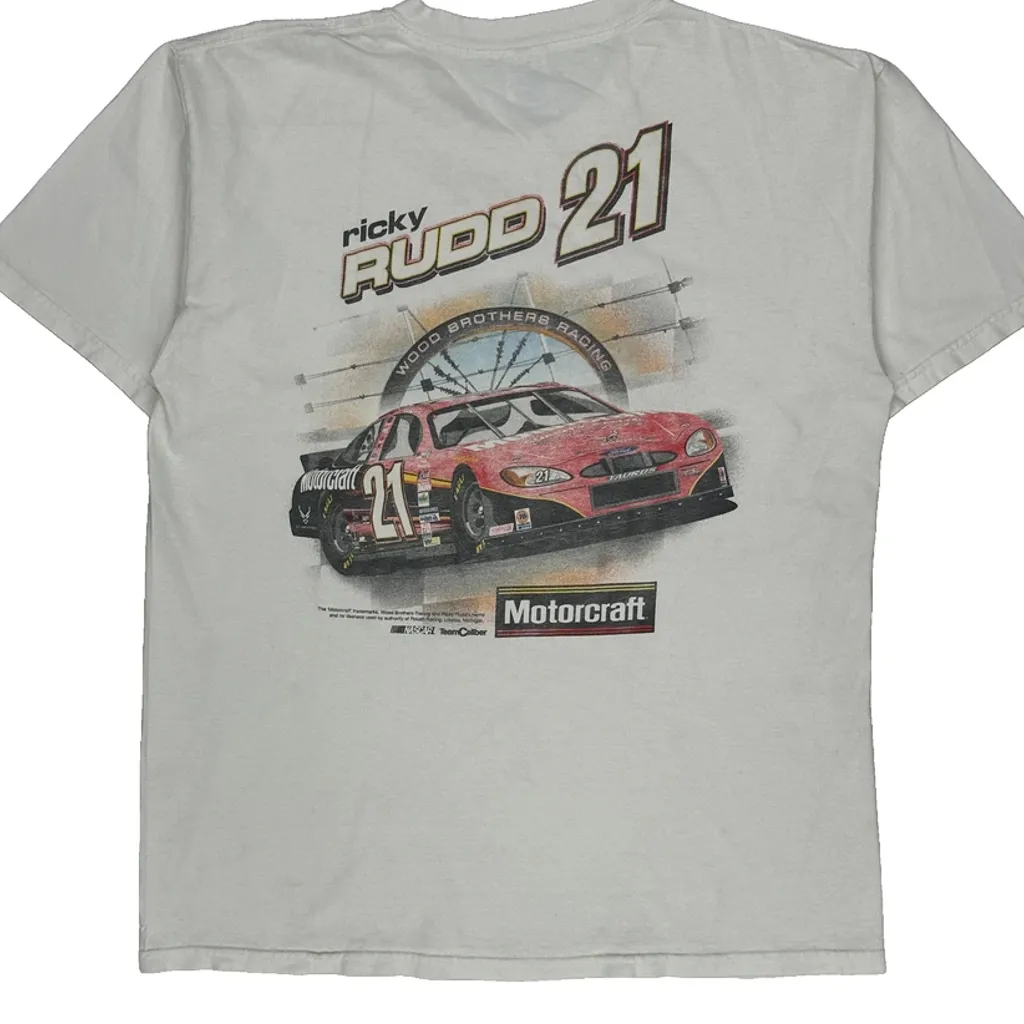 Motorcraft Gildan Nascar T-Shirt - Large White Cotton - Image 7