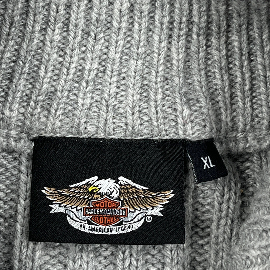 Motorcycle Harley Davidson 1/4 Zip - XL Grey Wool Blend - Image 3