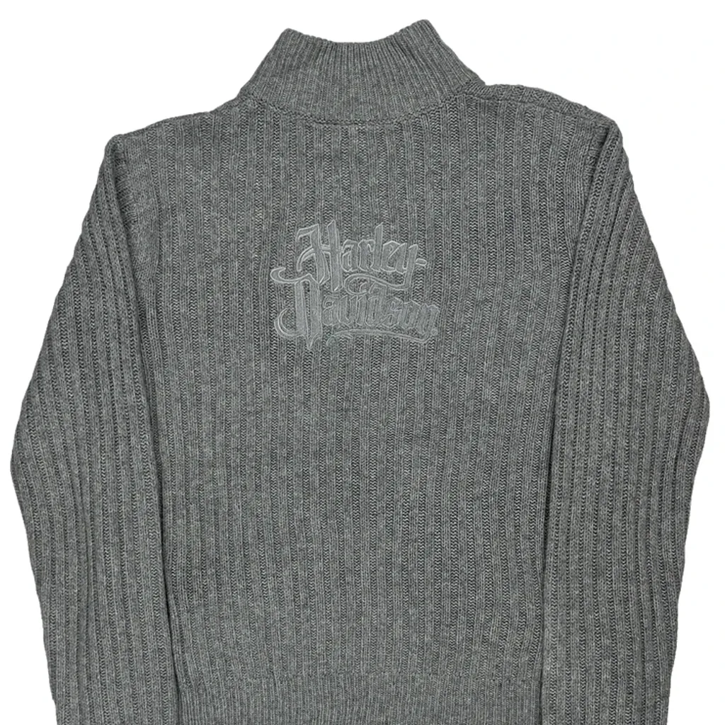 Motorcycle Harley Davidson 1/4 Zip - XL Grey Wool Blend - Image 7