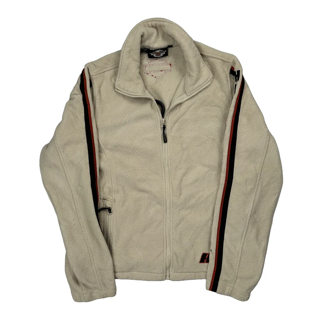 Motorcycle Harley Davidson Fleece Jacket - Medium Beige Polyester