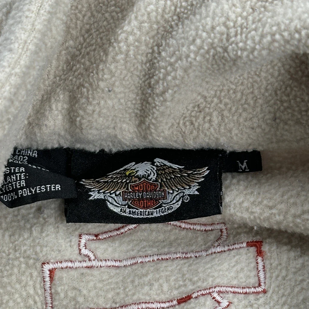 Motorcycle Harley Davidson Fleece Jacket - Medium Beige Polyester - Image 3
