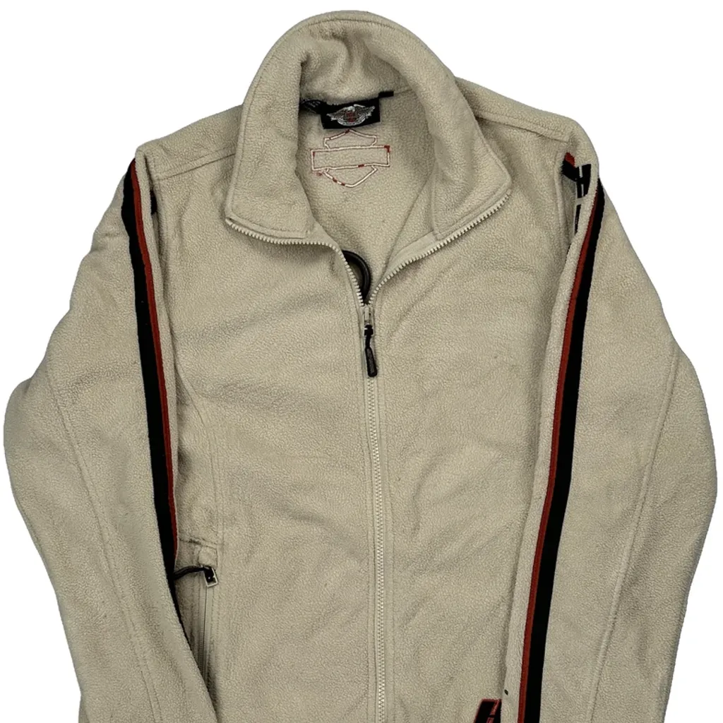 Motorcycle Harley Davidson Fleece Jacket - Medium Beige Polyester - Image 4