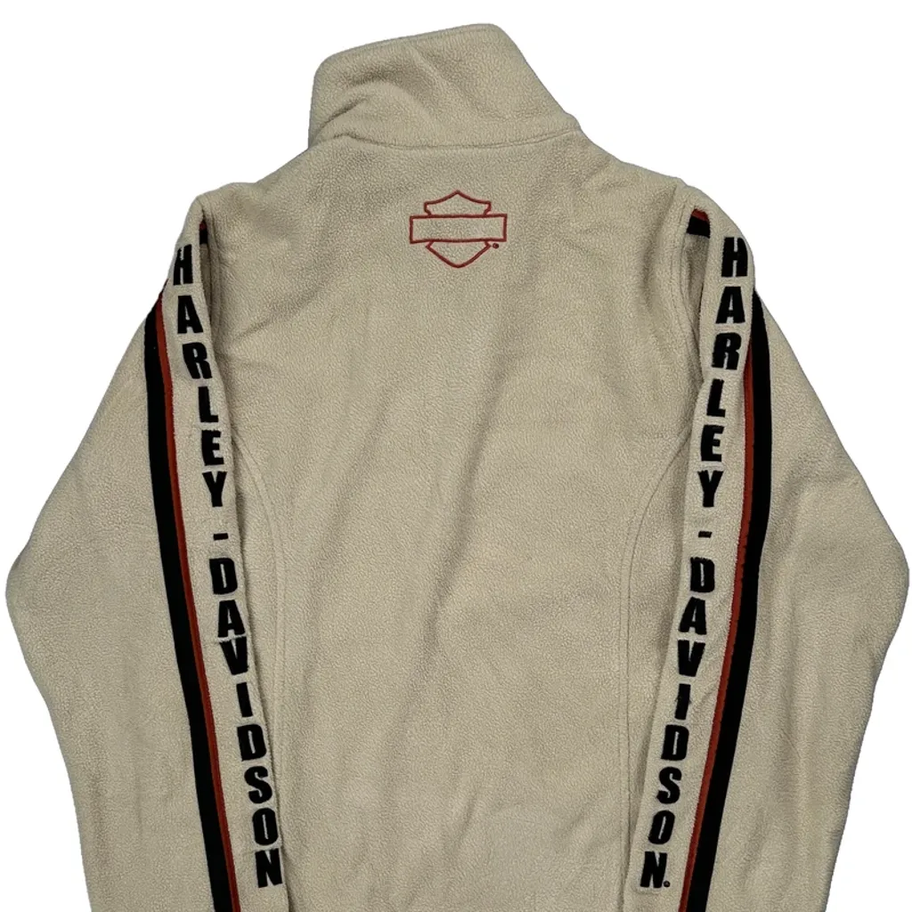 Motorcycle Harley Davidson Fleece Jacket - Medium Beige Polyester - Image 6