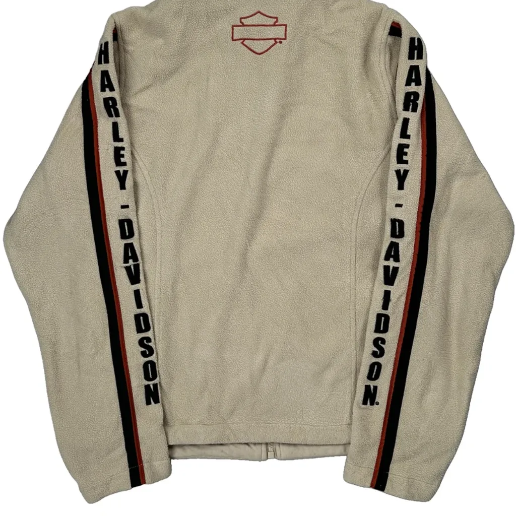 Motorcycle Harley Davidson Fleece Jacket - Medium Beige Polyester - Image 7