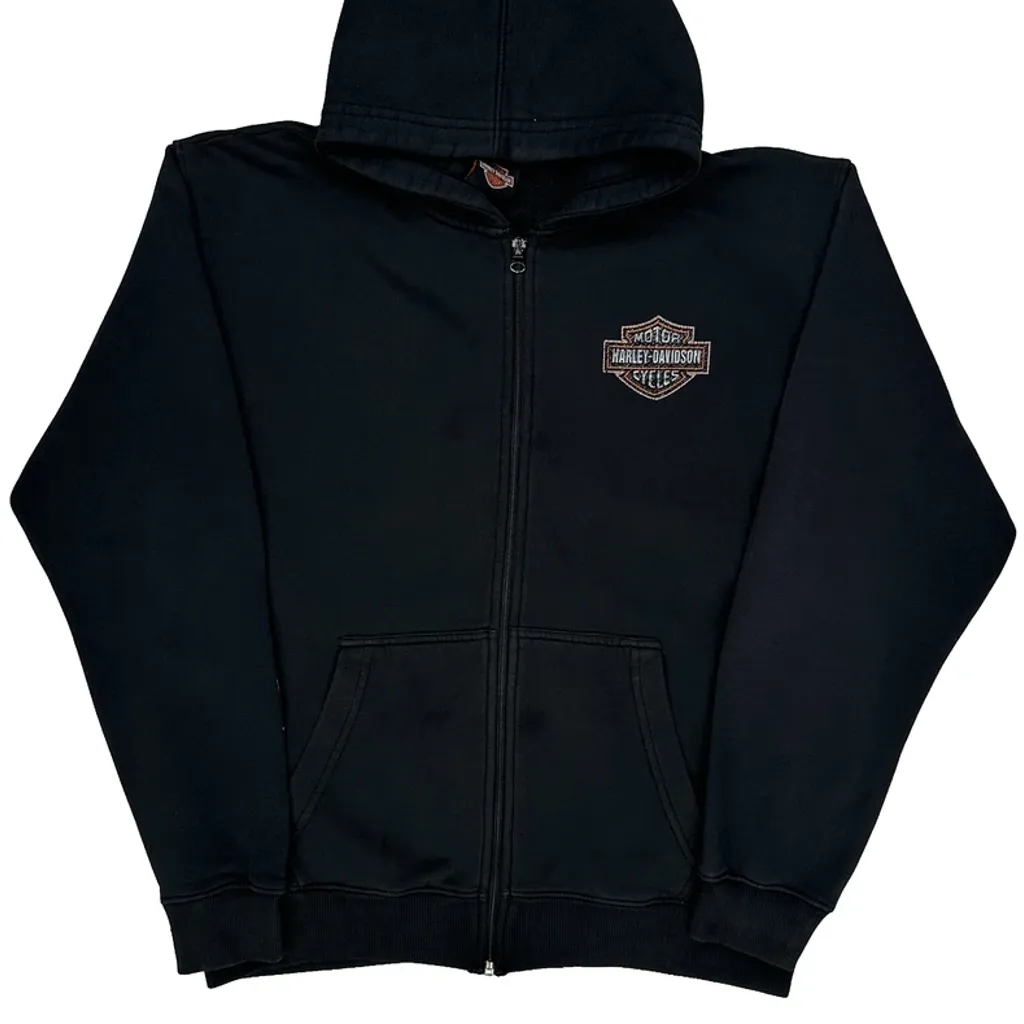 Motorcycle Harley Davidson Graphic Hoodie - Medium Black Cotton - Image 4