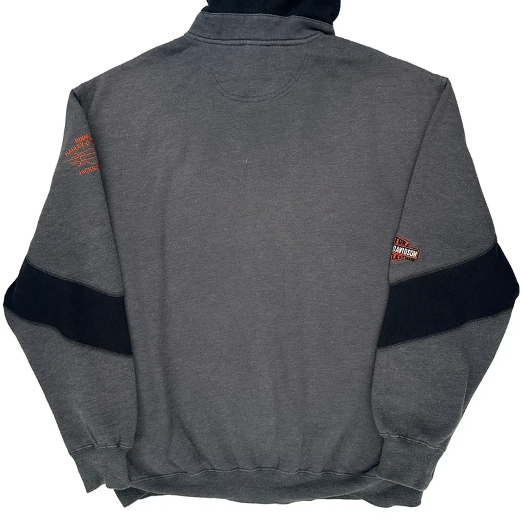 Motorcycle Harley Davidson Spellout Hoodie - Large Gray Cotton Blend - Image 7