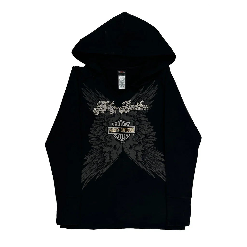 Motorcycle Harley Davidson Graphic Hoodie - Small Black Cotton
