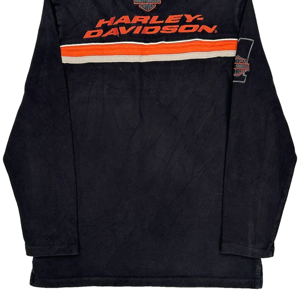 Motorcycle Harley Davidson Spellout Long Sleeve T-Shirt - Large Black Cotton - Image 6