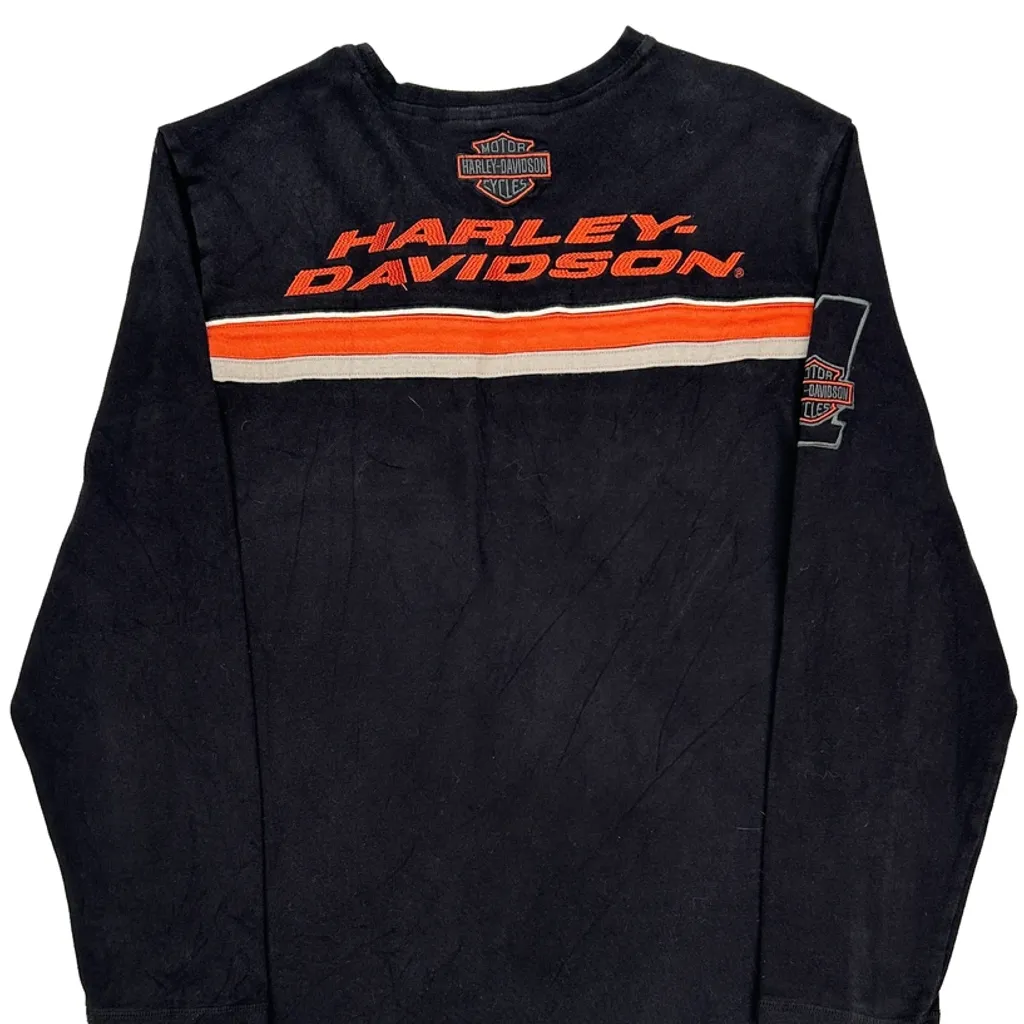 Motorcycle Harley Davidson Spellout Long Sleeve T-Shirt - Large Black Cotton - Image 7