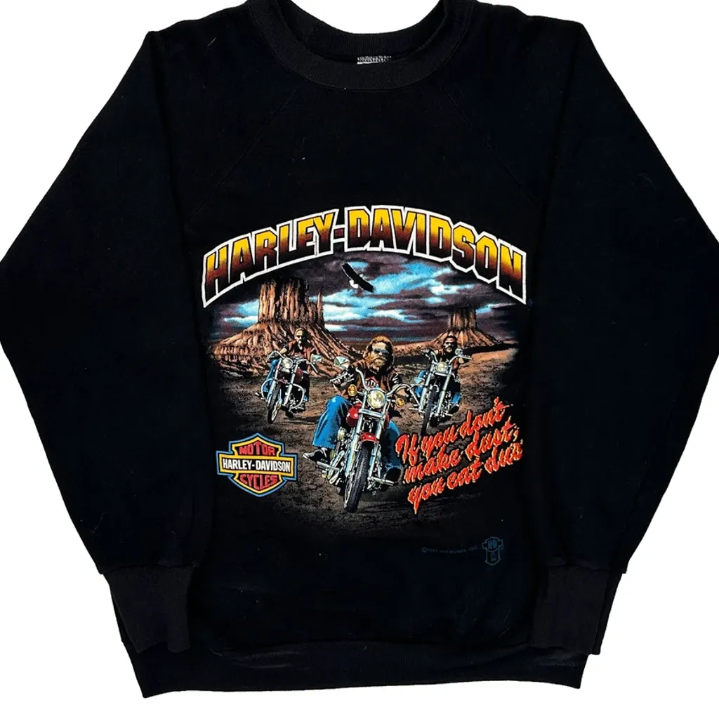Motorcycle Harley Davidson Graphic Long Sleeve T-Shirt - Large Black Cotton - Image 4
