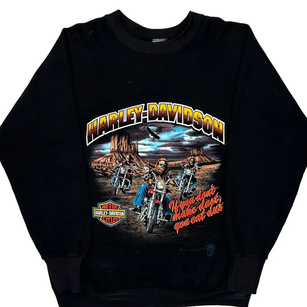 Motorcycle Harley Davidson Graphic Long Sleeve T-Shirt - Large Black Cotton - Image 5