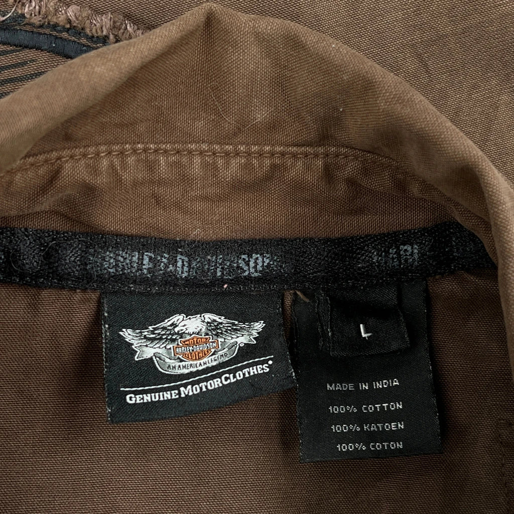 Motorcycle Harley Davidson Graphic Shirt - Large Brown Cotton - Image 3