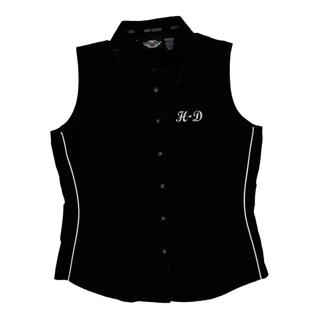 Motorcycle Harley Davidson Shirt - Large Black Cotton