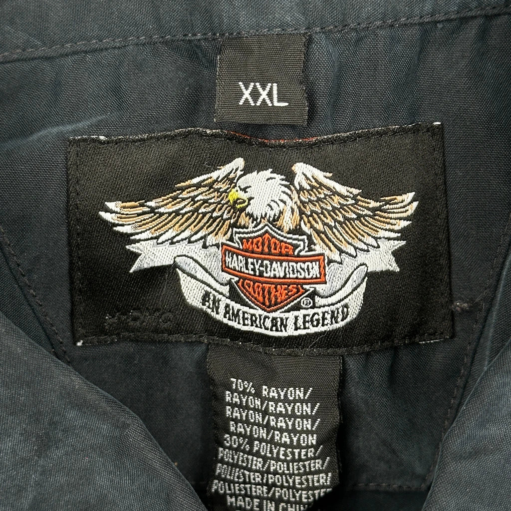 Motorcycle Harley Davidson Short Sleeve Shirt - 2XL Black Polyester - Image 3
