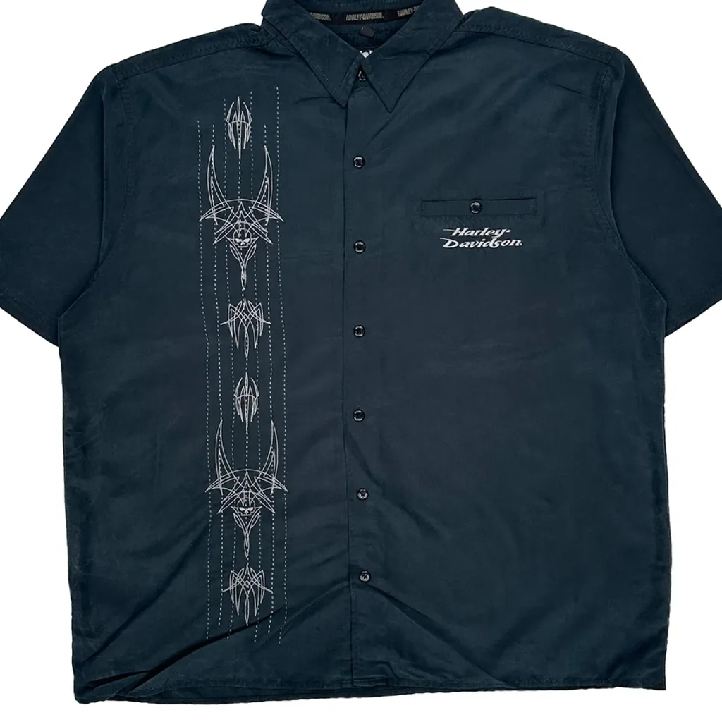 Motorcycle Harley Davidson Short Sleeve Shirt - 2XL Black Polyester - Image 4